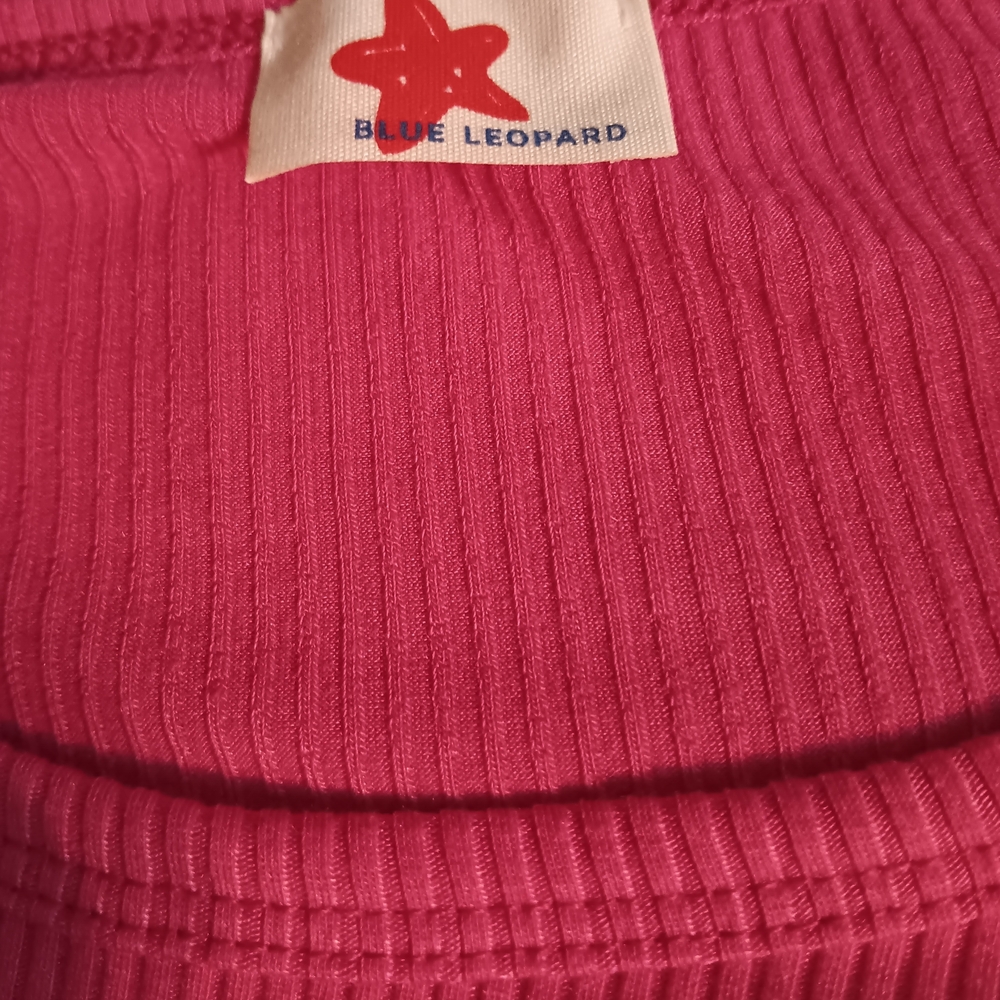 Blue Leopard Pink Ribbed Knit Long Sleeve Ruched Drawstring Top NWOT Size 2X - Picture 7 of 8